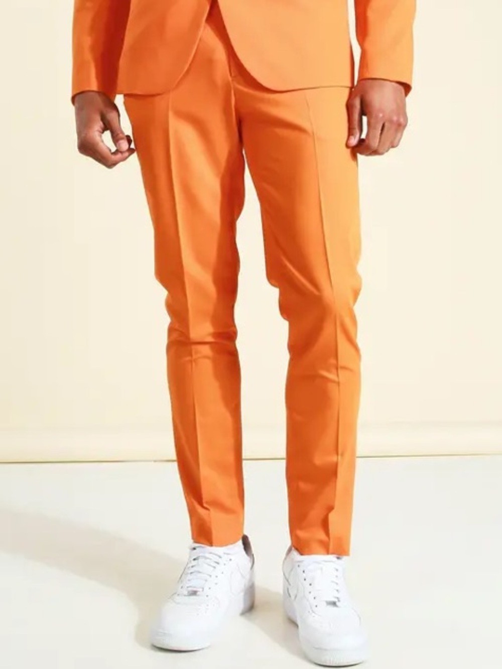 Boohooman Orange Skinny Fit Dress Pants